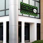 Geruite Groene & Zwarte IT of Cyber Event DIY Logo Spandoek (Buitenkant Gebouw)