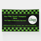 Geruite Groene & Zwarte IT of Cyber Event DIY Logo Spandoek (Horizontaal)
