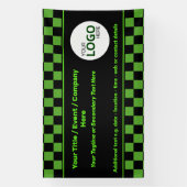 Geruite Groene & Zwarte IT of Cyber Event DIY Logo Spandoek (Verticaal)