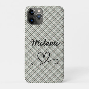 Geruite groenen en beige hart Case-Mate iPhone case