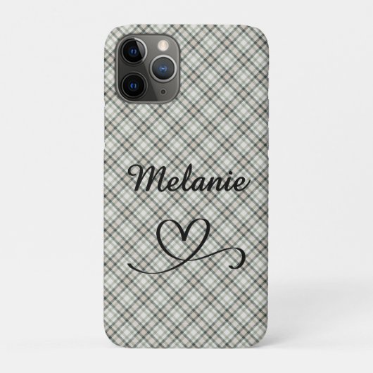 Geruite groenen en beige hart Case-Mate iPhone case (Achterkant)