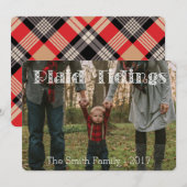 Geruite Groeten Tan Rood Zwart Geruite Achterkant  Feestdagenkaart (Voorkant / Achterkant)