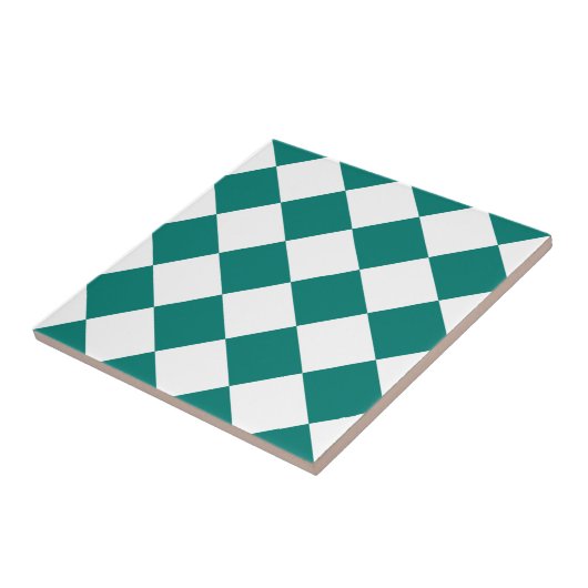 Geruite Groot van Diag - Groen Wit en Pijnboom Tegeltje (Zijkant)