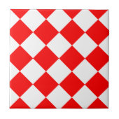Geruite Groot van Diag - Wit en Rood Tegeltje (Voorkant)