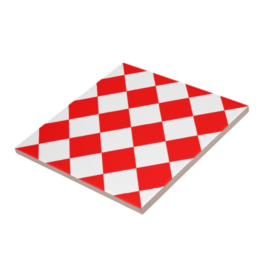 Geruite Groot van Diag - Wit en Rood Tegeltje (Zijkant)