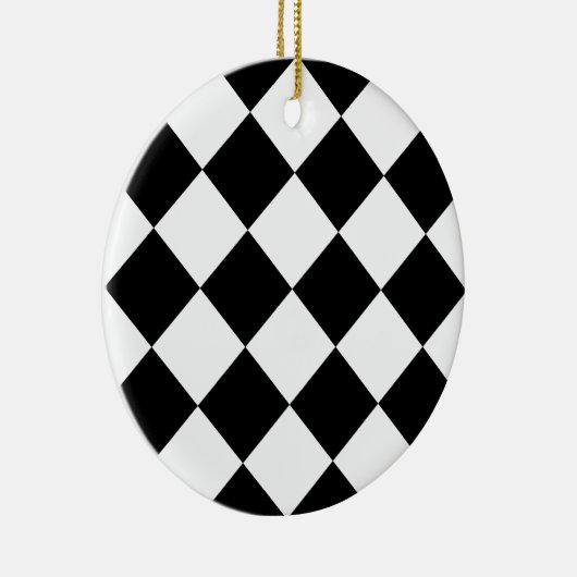 Geruite Groot van Diag - Wit en Zwarte Keramisch Ornament (Rechts)