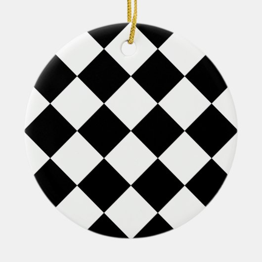 Geruite Groot van Diag - Wit en Zwarte Keramisch Ornament (Voorkant)