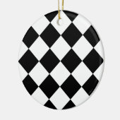 Geruite Groot van Diag - Wit en Zwarte Keramisch Ornament (Links)