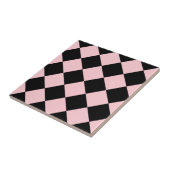 Geruite Groot van Diag - Zwarte en Roze Tegeltje (Zijkant)