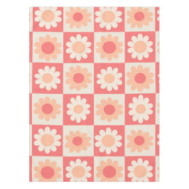 Geruite Groovy Perzik Fuzz Retro Bloemen Patroon Tafelkleed