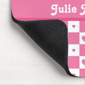 Geruite Hart Vierkantjes Patroon Roze en Wit Muismat (Hoek)