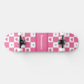 Geruite Hart Vierkantjes Patroon Roze en Wit Persoonlijk Skateboard (Horizontaal)