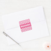 Geruite Hart Vierkantjes Patroon Roze en Wit Vierkante Sticker (Envelop)