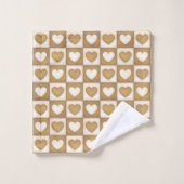 Geruite harten in blonde crème bad handdoek (Wasdoekje)