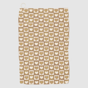 Geruite Harten in Blonde Crème Golfhanddoek