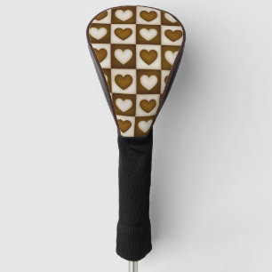 Geruite harten in warme cacao golfheadcover