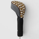 Geruite harten in warme cacao golfheadcover (Schuin)