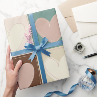 Geruite Harten Raster Cadeaupapier