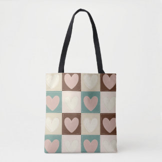 Geruite Harten Raster Tote Bag