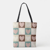 Geruite Harten Raster Tote Bag (Achterkant)