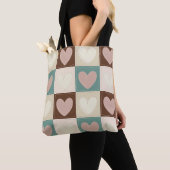 Geruite Harten Raster Tote Bag (Dichtbij)