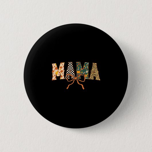 Geruite Herfst Mama Ronde Button 5,7 Cm (Voorkant)