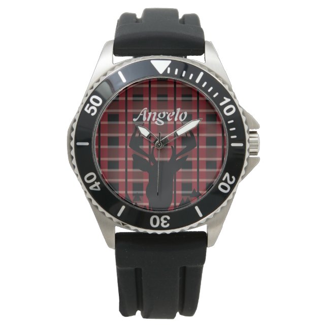 Geruite herten heren jagen horloge (Voorkant)