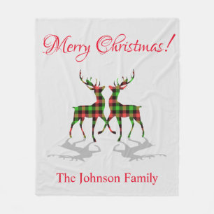 Geruite herten Kerst Fleece Deken