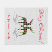 Geruite herten Kerst Fleece Deken (Voorkant (Horizontaal))