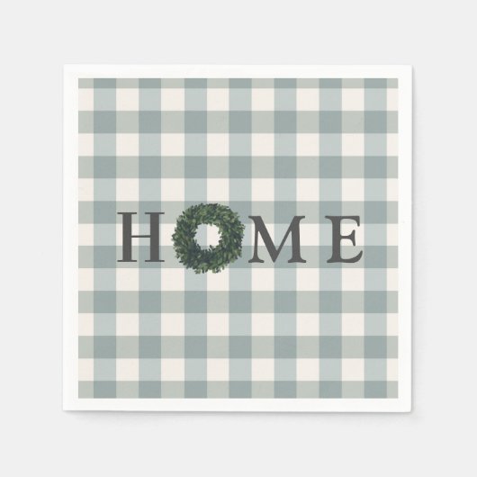 Geruite “HOME” typografie stijlvolle boerderij lan Servet (Voorkant)