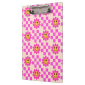 Geruite Hot Pink Lachende Bloemen met Pleinen Klembord (Links)