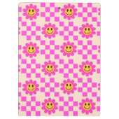 Geruite Hot Pink Lachende Bloemen met Pleinen Klembord (Achterkant)