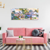 Geruite huisjes bij een heuvel van Vincent van Gog Canvas Afdruk (Insitu (Woonkamer))