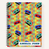 Geruite jaren 90 Retro kleurrijke Cassette Custom Notitieboek (Voorkant)