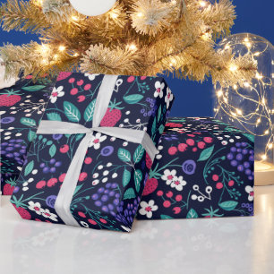 Geruite Jolly Holly Holiday Bloemige Cadeaupapier