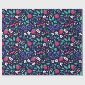 Geruite Jolly Holly Holiday Bloemige Cadeaupapier (Vlak)