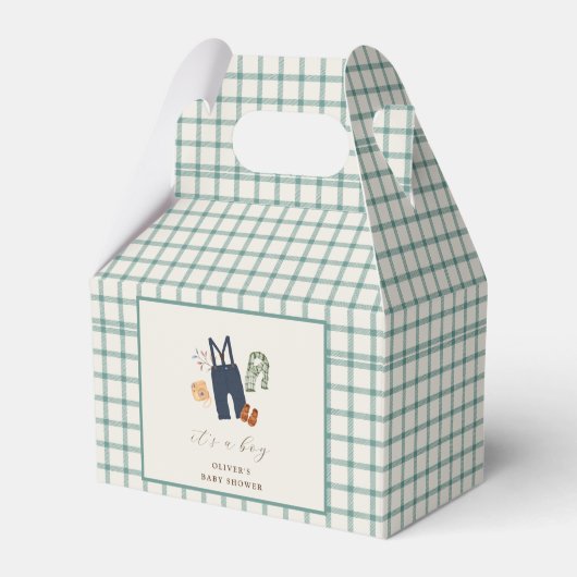  geruite jongenskleren Baby shower Bedankdoosjes (Voorkant Zijde)