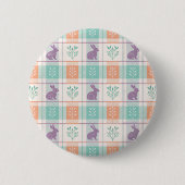 Geruite Kabouterpasen Ronde Button 5,7 Cm (Voorkant)