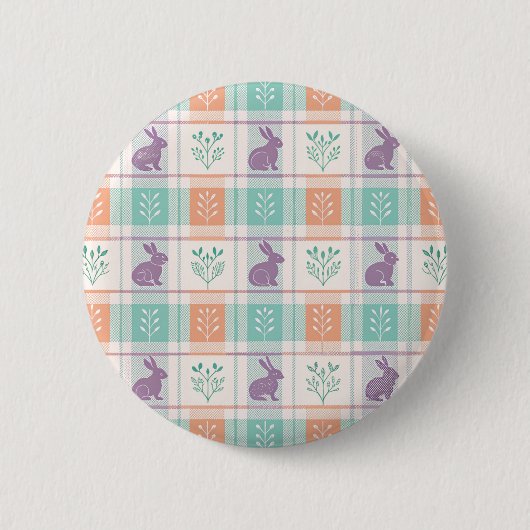 Geruite Kabouterpasen Ronde Button 5,7 Cm (Voorkant)