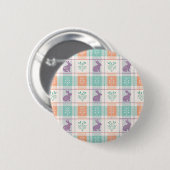 Geruite Kabouterpasen Ronde Button 5,7 Cm (Voorkant /achterkant)