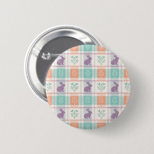 Geruite Kabouterpasen Ronde Button 5,7 Cm (Voorkant /achterkant)