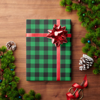 Geruite Kellygroen en zwarte Buffalo Plaid Cadeaupapier