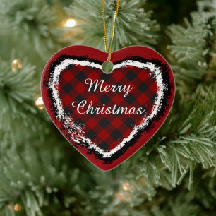 Geruite keramische hart ornament