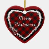 Geruite keramische hart ornament (Voorkant)