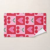 Geruite kersen met roze harten patroon bad handdoek (Handdoek)