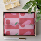 Geruite kersen met roze harten patroon tissuepapier (Geschenk)