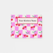 Geruite Kersen op Roze Checkerboards custom Post-it® Notes (Voorkant)