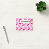 Geruite kersen op roze dambordpatroon op maat  post-it® notes (Kantoor)