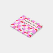 Geruite kersen op roze dambordpatroon op maat  post-it® notes (Schuin)