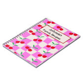 Geruite kersen op roze gepersonaliseerde recepten  notitieboek (Linkerzijde)